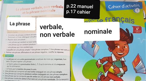 La Phrase Verbale Non Verbale Et La Nominale Corrig Du Cahier D