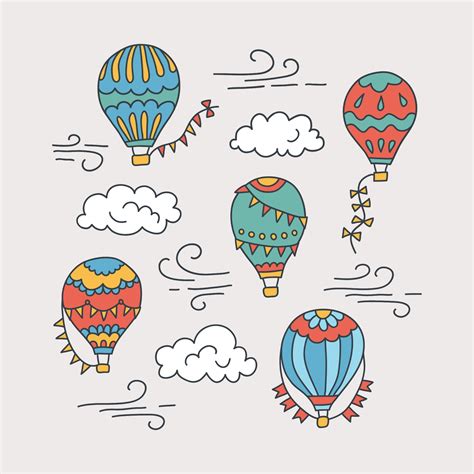 Hot Air Balloons And Clouds Hand Drawn Seamless Pattern 3076587 Vector Art At Vecteezy