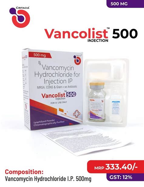 Vancomycin HCL 500mg Injection Vial W F I Tray Pack At Rs 333 40