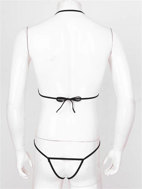 Buy Men S Halter One Piece Transparent Bodysuit Leotard Catsuit Crossdress Lingerie Online At