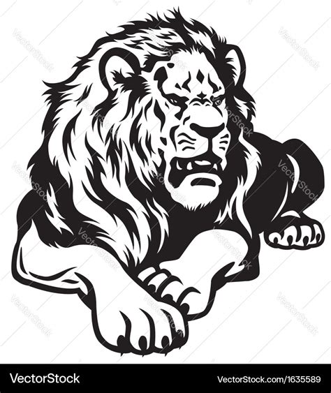 Lion black white Royalty Free Vector Image - VectorStock