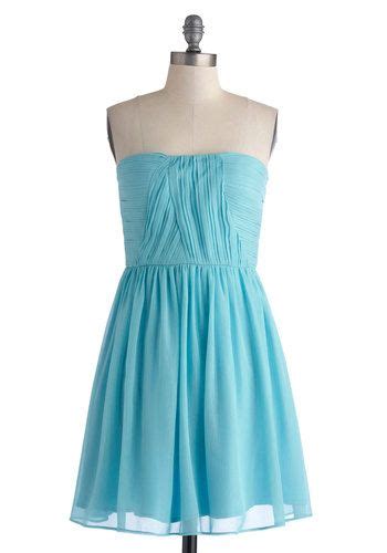 Sparkling Water Dress Short Blue Solid Pleats Party Strapless