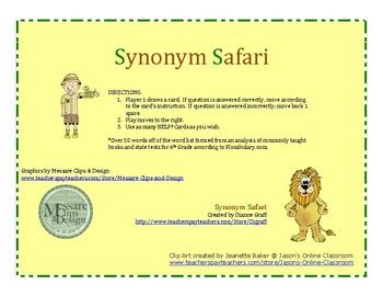 Synonym Safari By Digraff Tpt