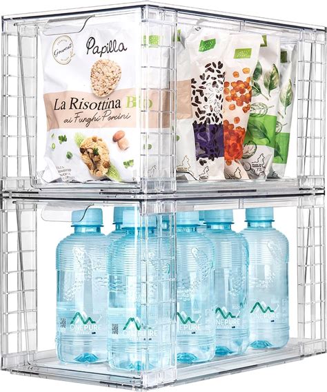 Amazon 2Pack Large Stackable Kitchen Storage Drawers Clear Foods