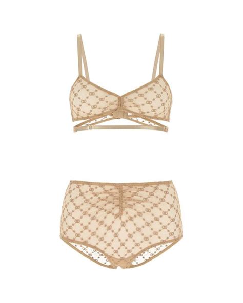 Gucci Synthetic Beige Mesh Lingerie Set In White Lyst