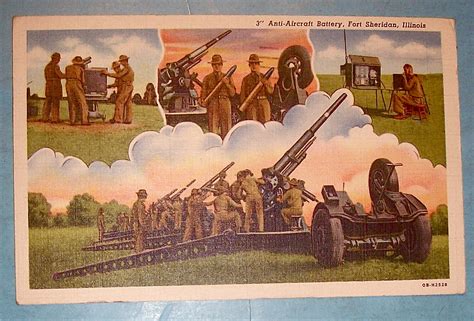 Anti Aircraft Battery Postcard Fort Sheridan Illinois