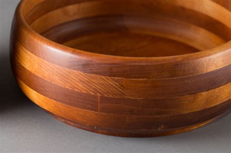 Wood Salad Bowl Set - Set of 5 Vintage Solid Maple Wood Food Safe Serving Appetizer Dish ...