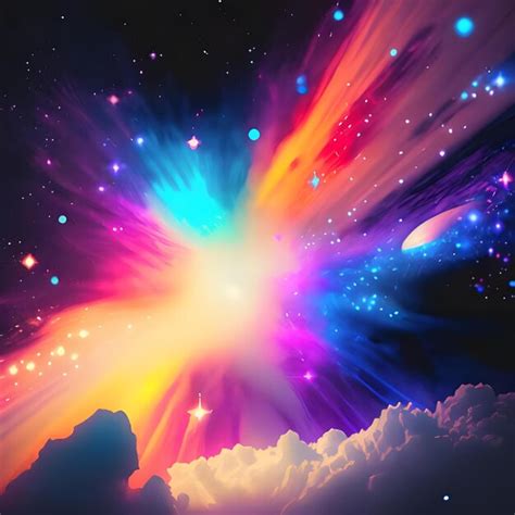 Premium AI Image | A celestial scene with a cosmic explosion of ...