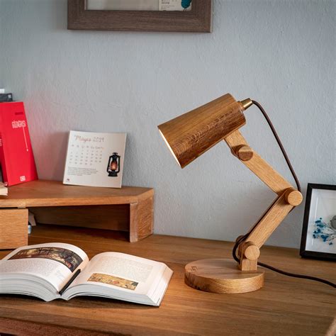 Wooden Table Lamp Handmade Portable Table Lamp Adjustable Etsy