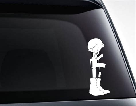 Battlefield Fallen Soldier Memorial Cross Vinyl Decal Sticker