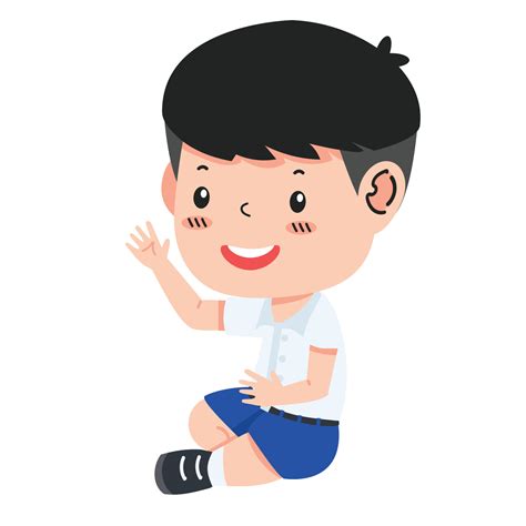 Cute Boy Sitting Thai Student Cartoon 20609486 Vector Art At Vecteezy