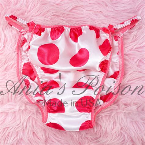 HOT PINK DOT Anias Poison Cut Sissy MENS SATIN Beautiful Shiny Silky Wet Look Mens String