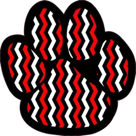 5in x 5in Red Black and White Chevron Paw Print Sticker | Paw print ...