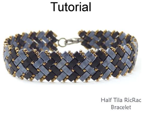 Bracelet Beading Tutorial Pattern Miyuki Half Tila Beads Etsy In