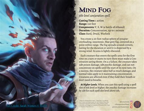 Mind Fog 5th Level Conjuration Spell Parchment Humperdink S Wares