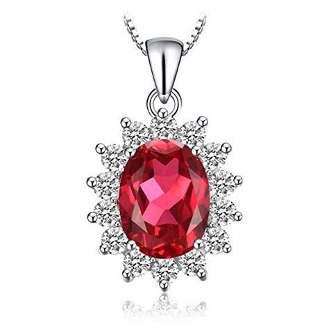 Ruby Necklace Pendant Sterling Silver Necklace Pendants Oval Pendant