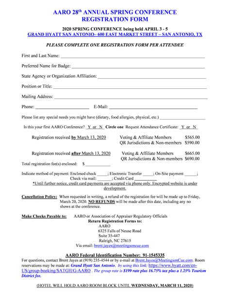 Fillable Online Conf Reg Form Spr 2020 Ver 1 0 Fax Email Print