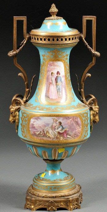 Sevres Porcelain Watteau Vase Cover Courting Couples In Porcelain