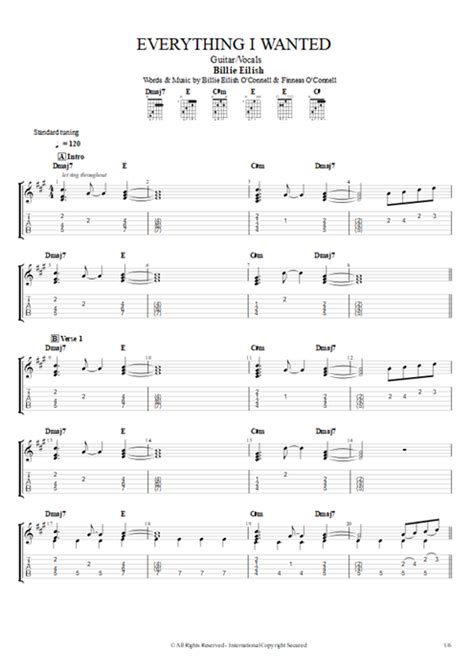 Tablature Everything I Wanted De Billie Eilish Guitar Pro Guitare