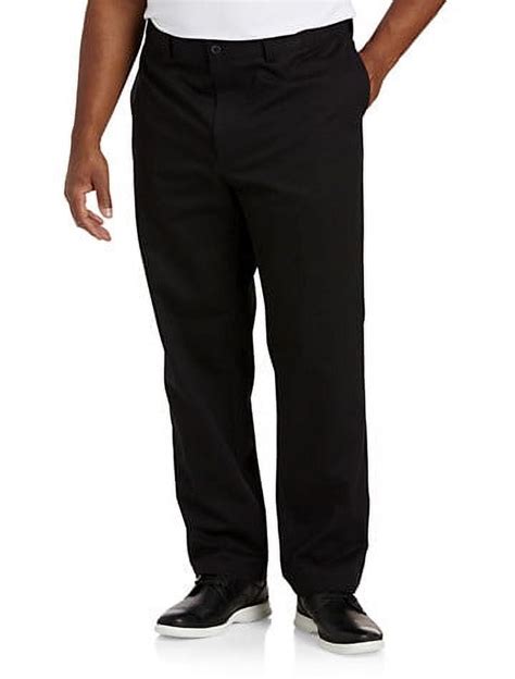 Big Tall Essentials By Dxl Men S Big And Tall Men S Flat Front Twill Pants Black 58w X 34l