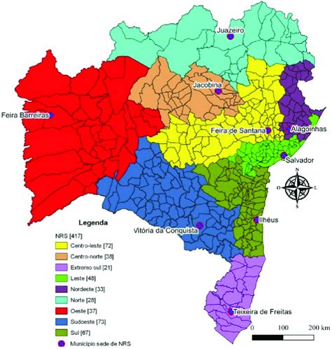 Distribui O Dos Munic Pios Do Estado Da Bahia Segundo N Cleos