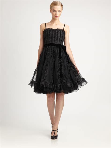 Lyst Red Valentino Silk Dress In Black