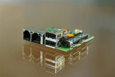 Microcomputer Board - Electronic Components Mounted on PCB - Printed Circuit Board with Network ...