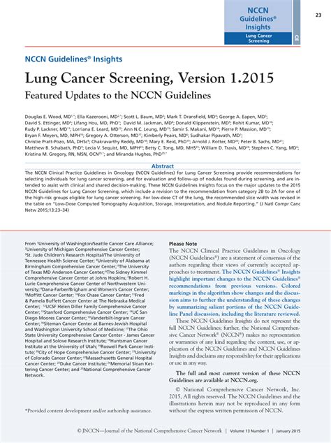 Pdf Lung Cancer Screening Version 12015 Featured Updates To The