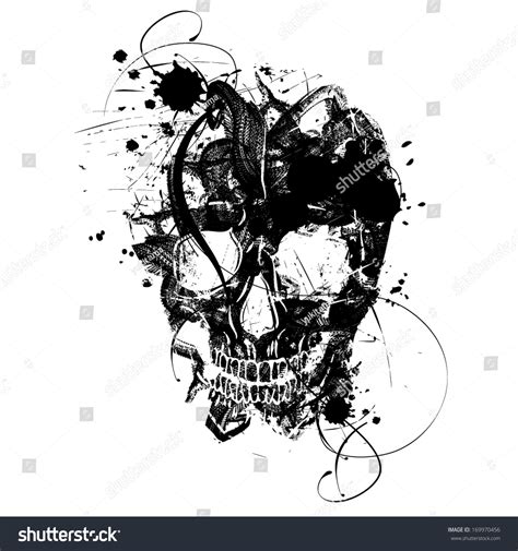 Black Grunge Vector Skull 169970456 Shutterstock