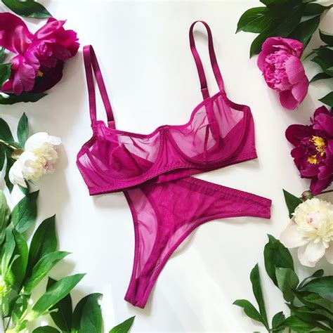 Sheer Fuchsia Lingerie Gift For Her Sexy Lingerie Nude Lingerie Anniversary Lingerie Lingerie