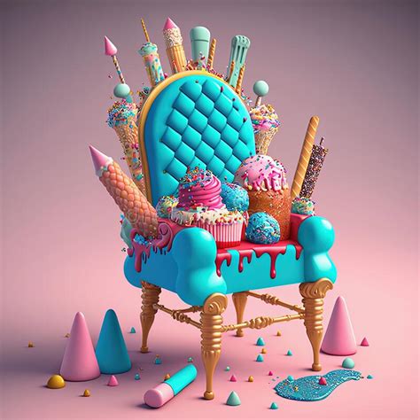 Festive Confectionery Throne Creative Sugar Addiction Concept Ai