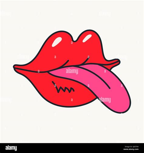 Cartoon Vector Funny Cute Comic Characters Mouth With Tongue Stock