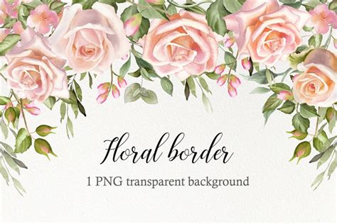 Watercolor Boho Flowers Clipart Wedding Pink Floral Border Clipart By