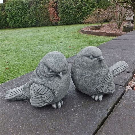 Birds Statue Zen Garden Concrete Gray Statue Cement Outdoor Etsy In