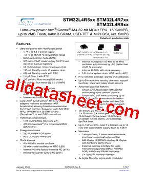 STM32L4R5AII3PTR Datasheet PDF STMicroelectronics