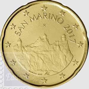 Fior Di Conio UNC 20 Cent San Marino 2017 Nuova Faccia Nazionale