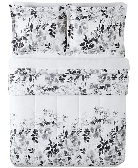 Pem America Black And White 2 Pc Floral Print Twin Comforter Set A Macys Exclusive Style Macys