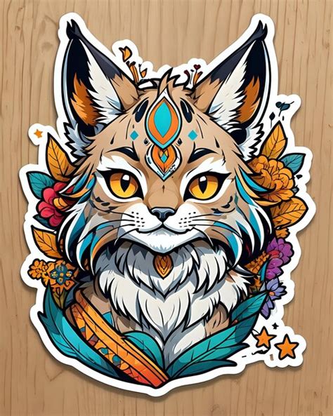 Premium Photo Illustration Of A Cute Lynx Sticker With Vibrant Colors