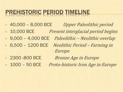 Prehistoric Periods Timeline