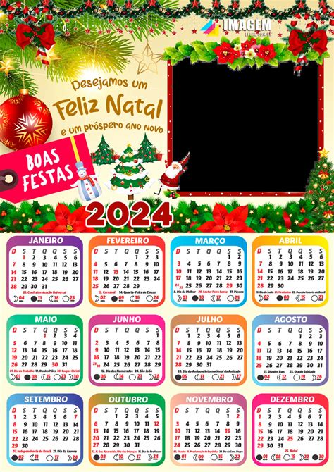 Moldura Calendário 2024 Desejamos um Feliz Natal PNG Imagem Legal