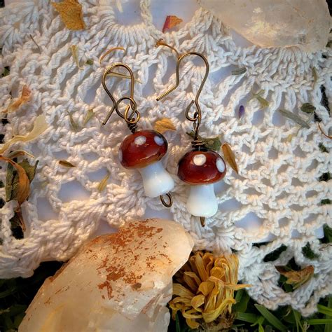 Handmade Wire Wrapped Large Mushroom Dangle Earrings Etsy Norway