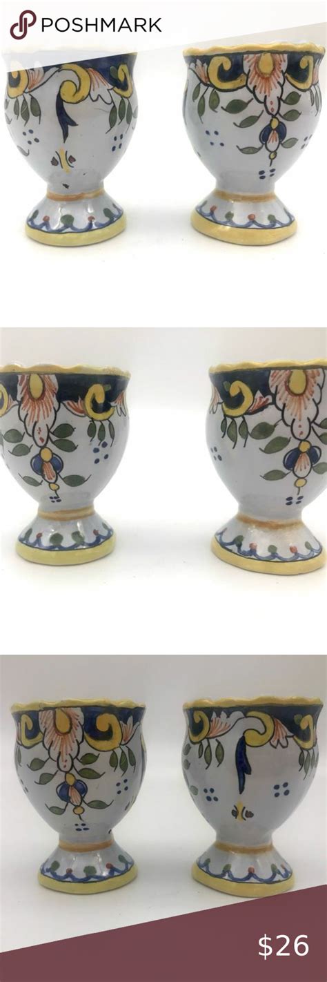 Rouen Fait Main Fa Ence Pottery Egg Cups By Geo Martel Pottery In