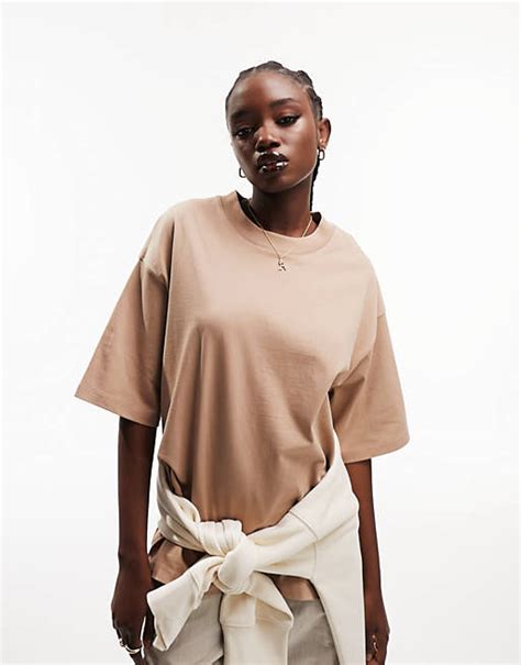 Asos Design Oversized Heavyweight T Shirt With Side Splits In Natural