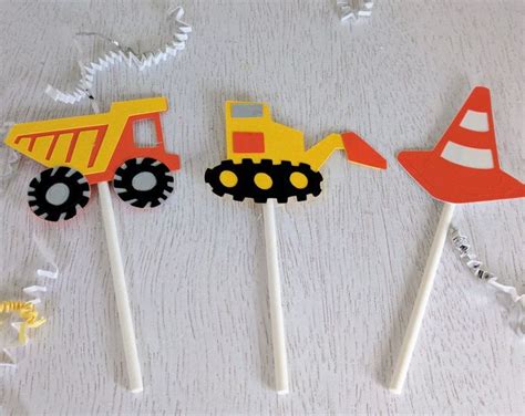 Construction Cupcake Toppers Transportation Party Set Of