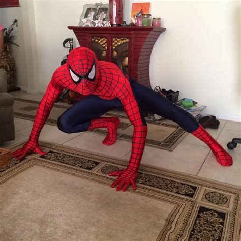 Spiderman Costume Zentai Classic Spandex Lycra Spidey Cosplay Suit Halloween Full Bodysuit Free