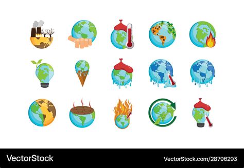 Isolated Climate Change Icon Set Design Royalty Free Vector