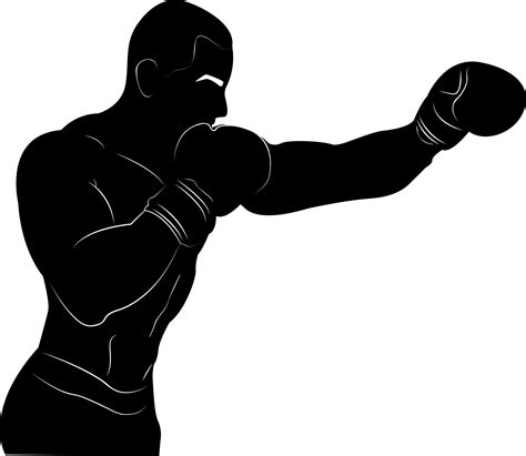 Silhouette Boxing Demonstration Of Combat Skills Direct Hit Strong