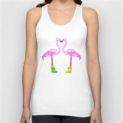 Funny Flamingos Wearing Gumboots T Shirt Lake Tank Top Lake Tanks