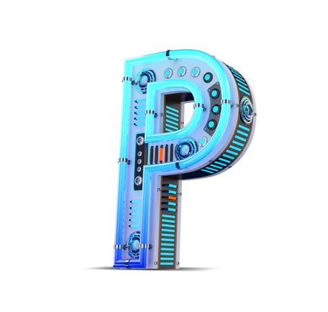 D Alphabet With Blue Neon And Neon Light Effect Png