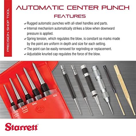 Starrett 18c Automatic Center Punch With Heavy Duty Hardened Steel